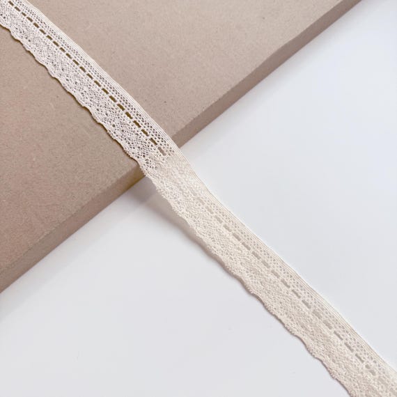 Natural Beige Cotton Edge Lace Trim, 1" Width (LT2-2) - Sold by Yard