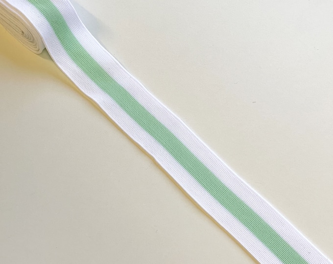 Light Green/Off White 1 1/4" rib knit trim(FT8)