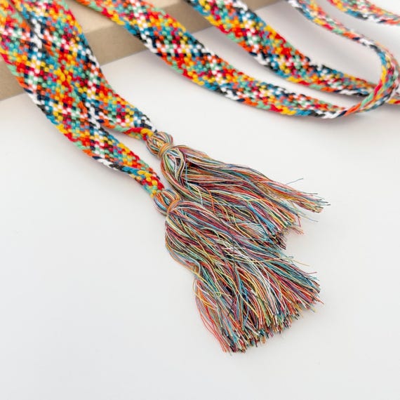 Crisscross Multicolor Tassel Cord Trim, Selling per Piece (FT7-1)