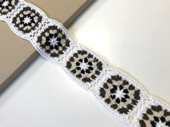 Hand knit crochet 3" width trim(FT4)