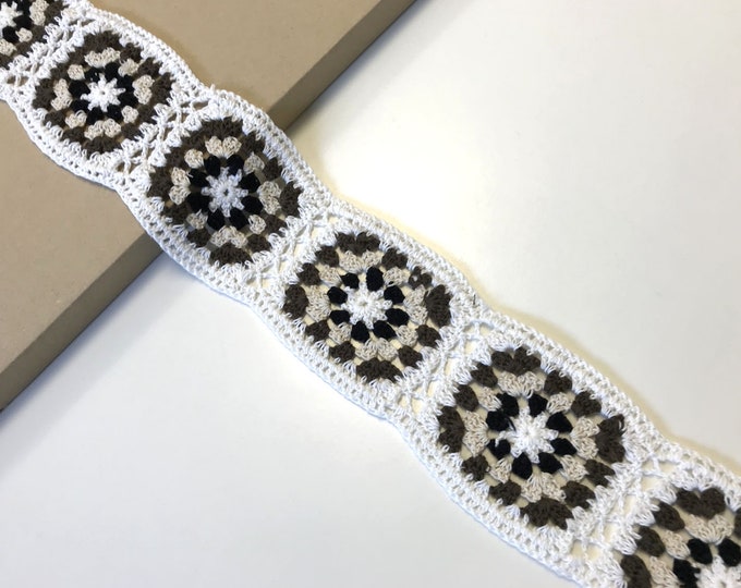 Hand knit crochet 3" width trim(FT4)