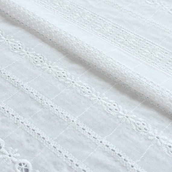 Off White Intricate Eyelet Fabric – 58" Width – Sold by Yard