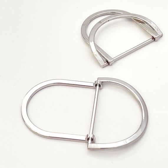 Metal Silver D Ring Buckle – Double D Rings with Connection Bar (BTN1, Buckle) Sold Per Piece