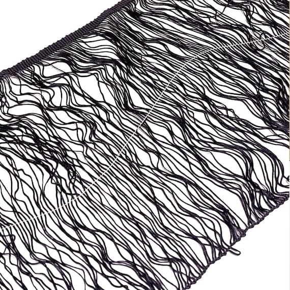 Black 11" Width Chainette Fringe Trim (FT7-1)