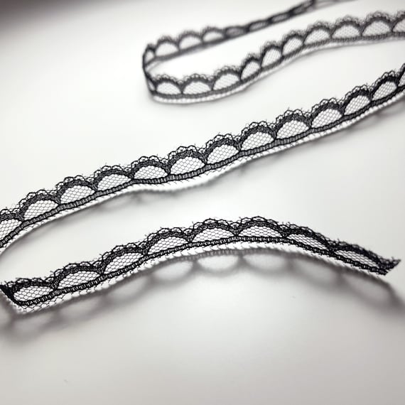 Black 1/2" Poly Thin Edge Lace Trim - Selling per yard (LT15)