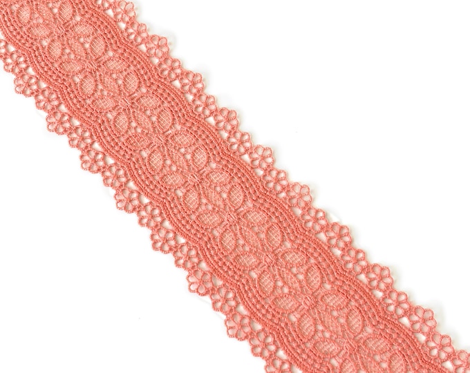 Orange Pink 3" Lace Trim (LT33) - Selling Per Yard