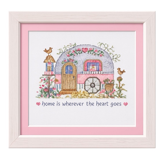 DIY Cottagecore Caravan Cross Stitch Craft Kit, Includes Instructions & Supplies