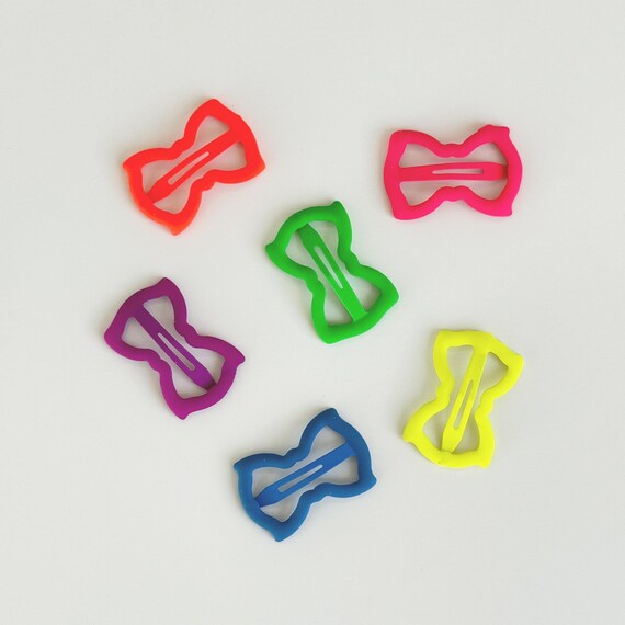 Glow in the Dark Hair Pins, Ribbon Shape, 6 Assorted Colors, 1.25" x 1", 6 Pieces