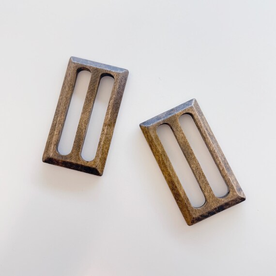 Wood Buckle Rectangle Shaped With Inner Bar, Selling Per Piece (BTN1, Buckle)