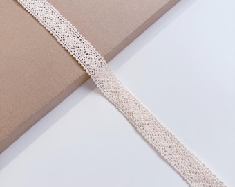 Natural Beige Cotton Edge Lace Trim, 3/4" Width, Intricate Design (LT2-2) - Sold by Yard