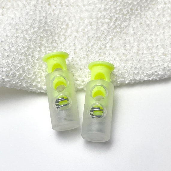 Cylinder Shaped Plastic Cord Lock for Drawstrings. 6 Colorways of Cap with Frosted Body (Buckle 3) - Selling Per Piece