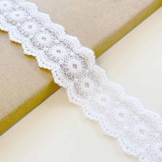 Off White 2" Floral Poly Lace Trim - Selling per yard (LT35)