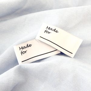 Etiqueta blanca "Hecho para ____", etiqueta personalizada para coser, se vende por unidad