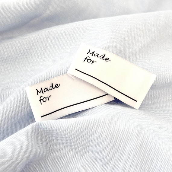 White "Made For ____" Label, Custom Sew-In Tag, Sold per Piece