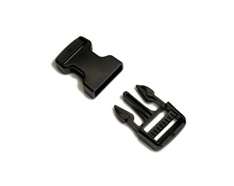 Black 1" Side Open and Shut Plastic Buckles for Straps (Buckle 1) - Selling Per Piece