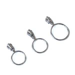 Size #3 Slider Metal Zipper with 3 Sizes of O ring pulls - Nickel Silver : Selling per piece (ZIPPPERS 1)