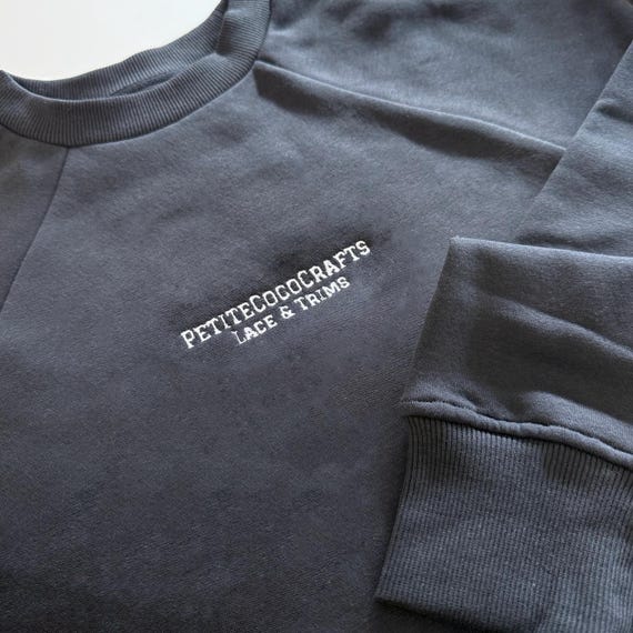 Custom Home Embroidered Soft & Cozy Crewneck Sweatshirt, Black and Navy Colors, Solid and Vintage Styles