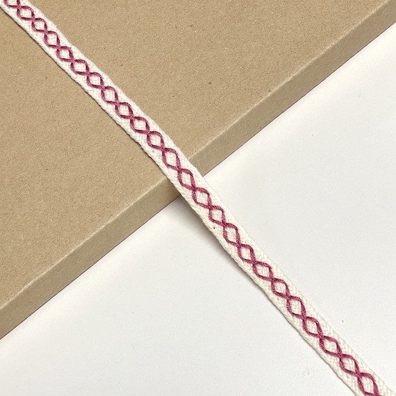 Beige/Mauve Cotton Jacquard Ribbon 1/2" (FT11)