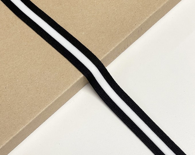 Black/White combo - 3/4" width rib knit trim (FT7-2)