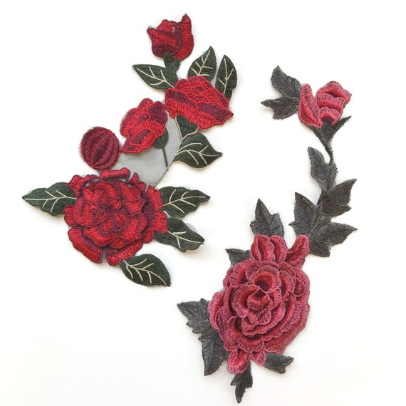 3D Multi color Rose Embroidered Applique Patch (LOC Patch 2)