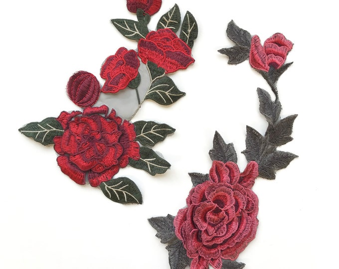 3D Multi color Rose Embroidered Applique Patch (LOC Patch 2)