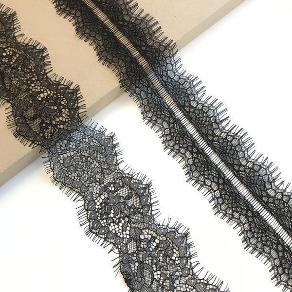 Selling 3yds/piece: Black Eyelash Lace Trim 2 styles(LT12)