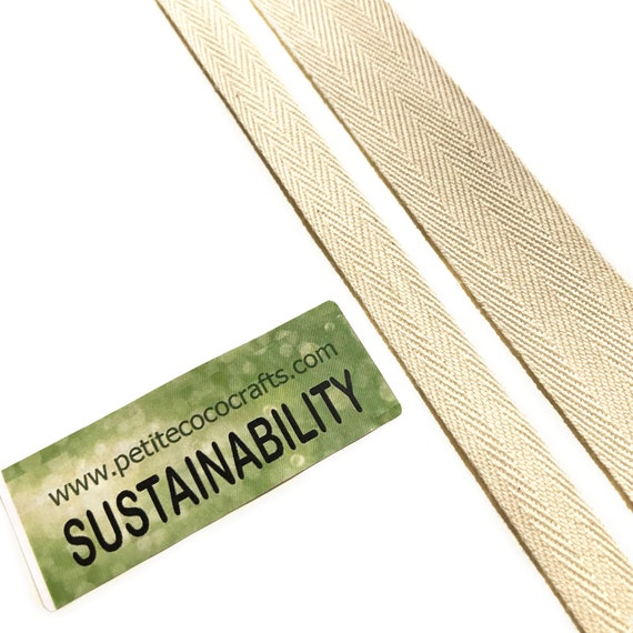 25yd/pack with Large Size Spool - 1/2" Sustainable Organic Cotton Twill Tape Natural Color (Selling a pack)