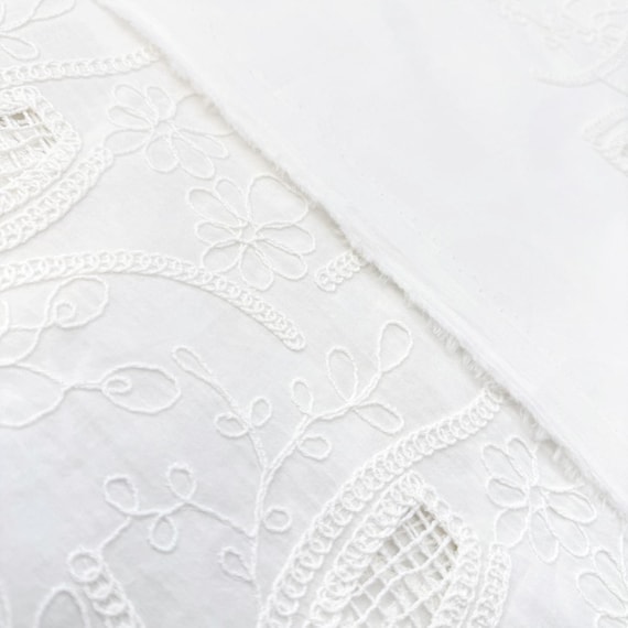 Off White Detailed Crochet Eyelet Fabric – 59" Width – Sold by Yard