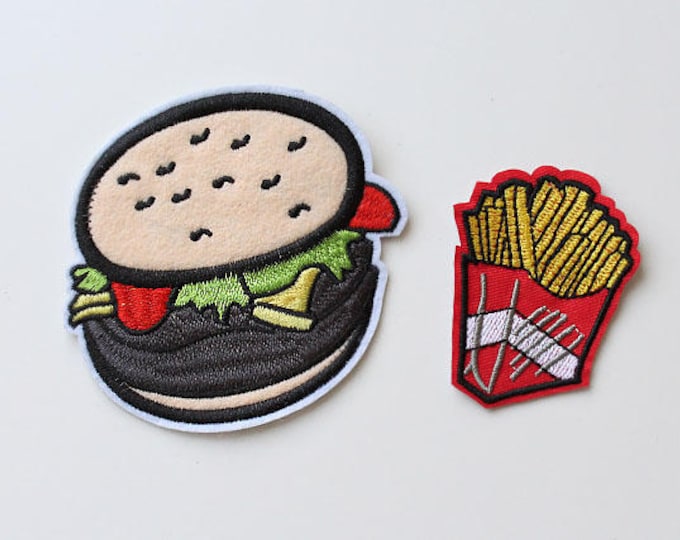 Cute Patch to iron on your kid's lunch box or bag.. Yummy Burgur, Fries(PAT 1)