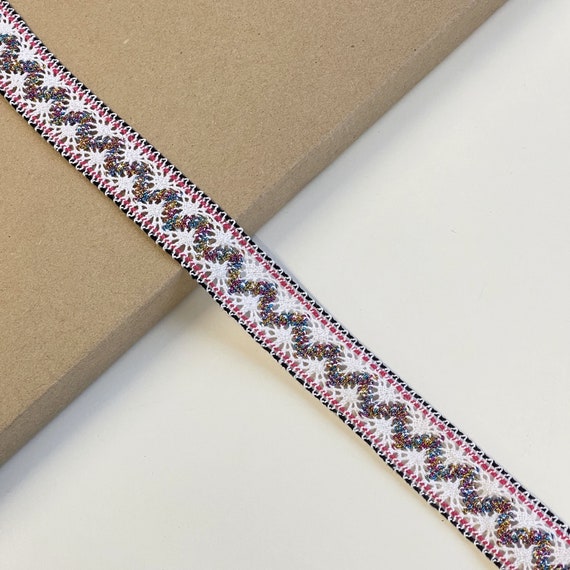 Jacquard tape trim 1" with Lurex (LTF-1)