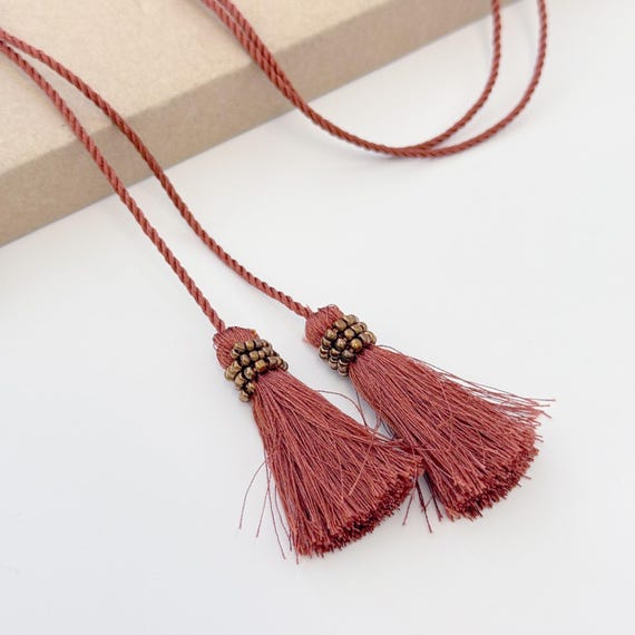 Rustic Beaded Tassel Cord Trim, Selling per Piece (FT7-1)