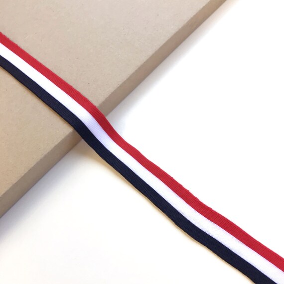 Red/White/Navy combo - 3/4", 1", 1 1/8" width rib knit trim(FT3)