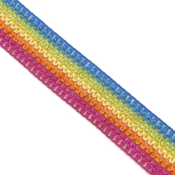 Multicolor rainbow 2" elastic shirring Lace trim (LFT-1)
