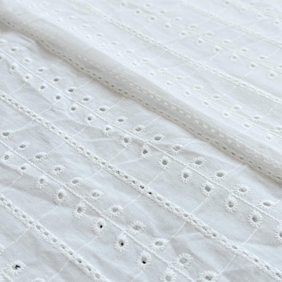 Off White Petal Eyelet Fabric – 58" Width – Sold by Yard