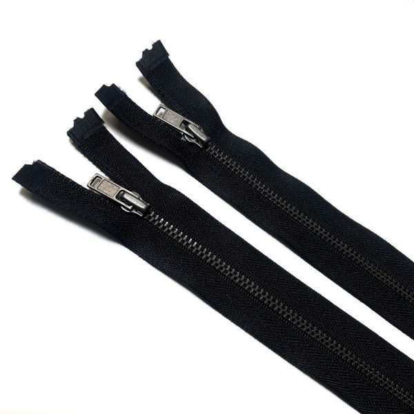 Open End #3 Gun Metal Teeth Color Zipper with Black Tape - 9", 20", 24" (ZIPPPERS 2)