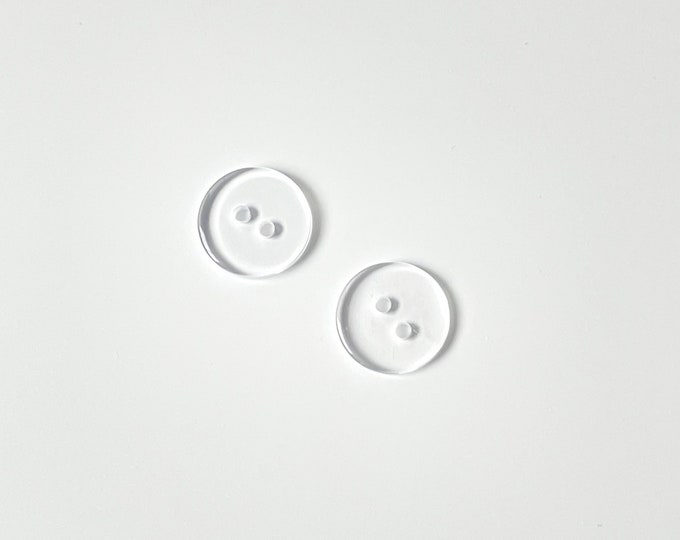 Clear 2 Hole Flat Button 16 ligne(24mm) (Button1) - Selling per piece
