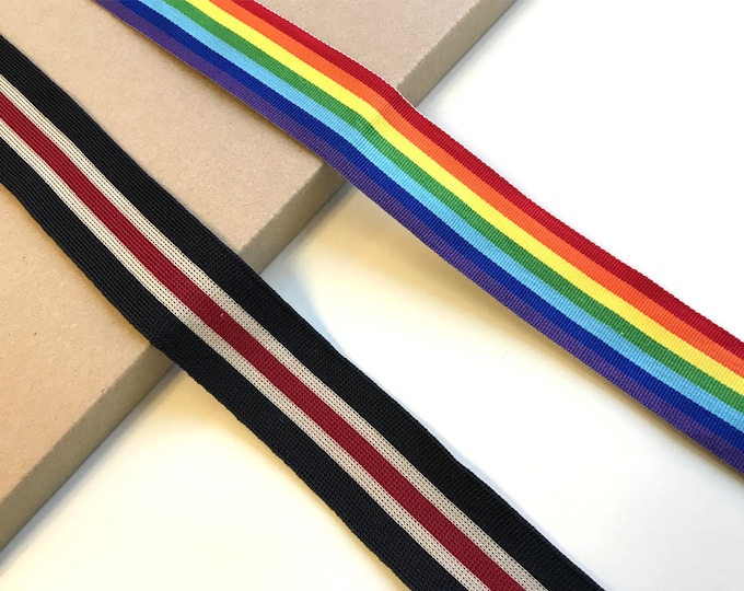 1 1/2" Rainbow poly tape and Multi color rib knit tape (FT7-2)