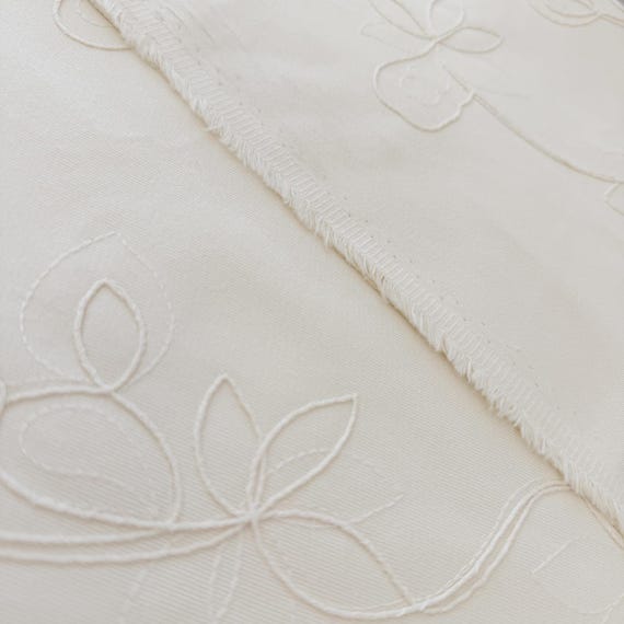 Natural Beige Detailed Floral Eyelet Fabric – 61" Width – Sold by Yard