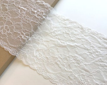 Guarnição de renda elástica OFF White de 7" de largura (LT8)
