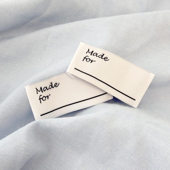 White "Made For ____" Label, Custom Sew-In Tag, Sold per Piece