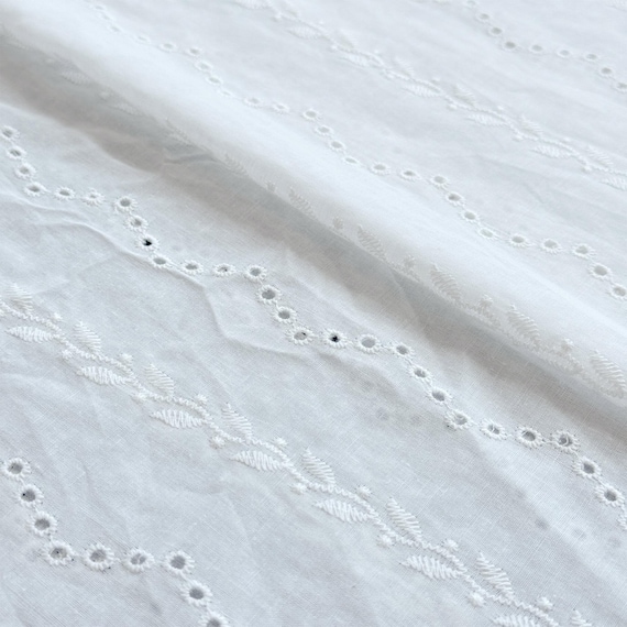 Off White Leaf Eyelet Fabric – 58" Width – Sold by Yard