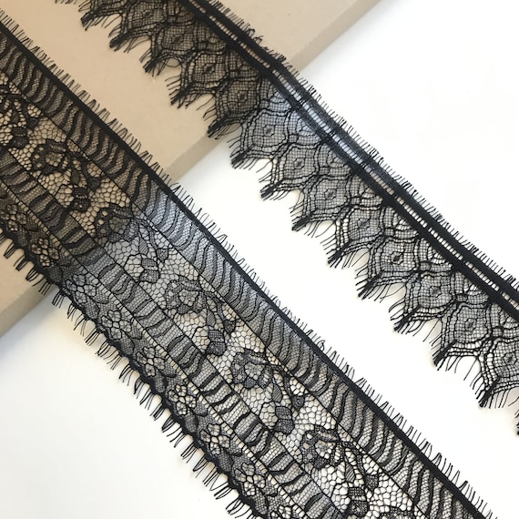 Selling 3yds/piece: Black Eyelash Lace Trim 2 styles(LT12)