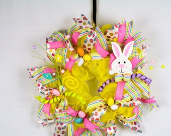 Easter Wreath, Yellow Easter Wreath, Easter Bunny Wreath, Easter Door Wreath, Easter Door Decor