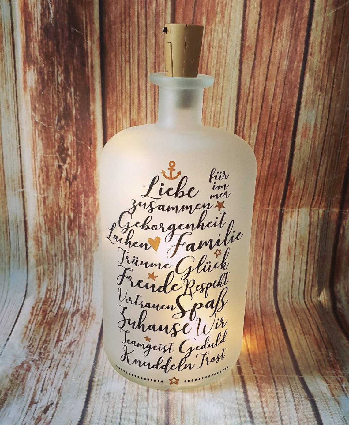 Beleuchtete Flasche Dekoflasche Spruch Liebe Mama Freunde Etsy