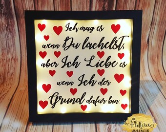 Beleuchteter Bilderrahmen Hochzeit Geschenk Valentinstag Liebe Love Paar handmade personalisiert individuell