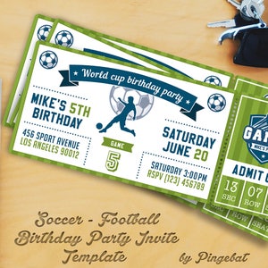 Soccer-Football Birthday Party Invitation Templates
