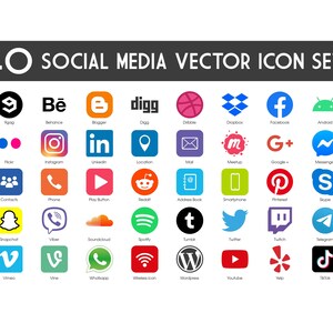 40 Social Media Color Logo Icon Pack