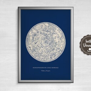Vintage Südhalbkugel Konstellationen Illustration mit großen Details auf einem Grunge Pergament und blauen Hintergrund