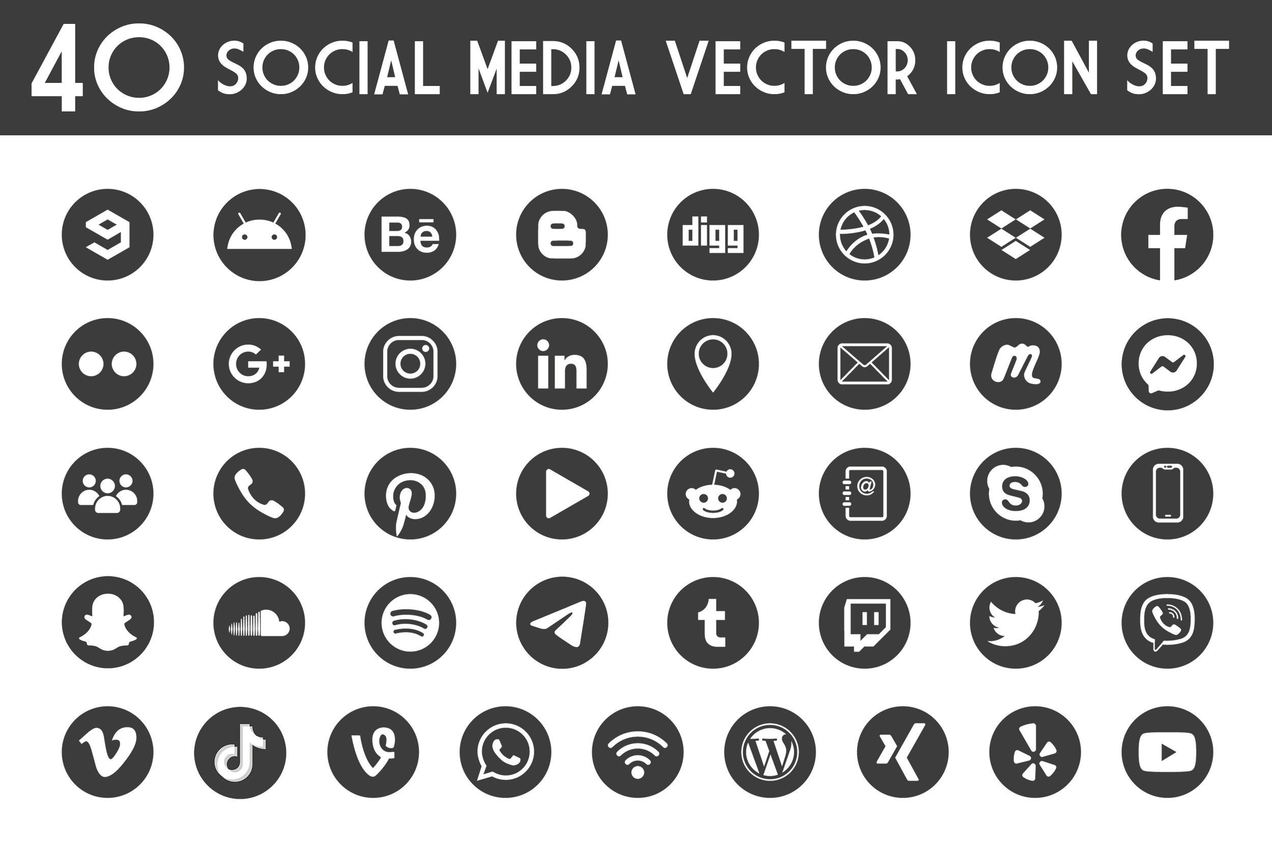 40 Social Media Logo Icon Pack - Etsy