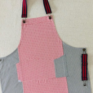 Unisex apron,full apron,Barista Apron,two colors,striped,grembiule,kitchen, restaurant, two pockets, removable strap, adjustable